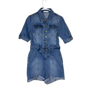 NWOT Avec Les Filles Denim Jean Boiler Romper Jumpsuit